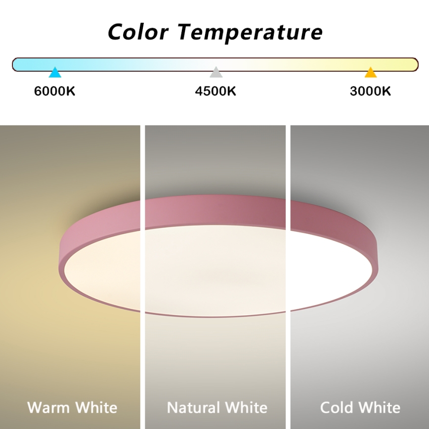 Brilagi Plafonieră LED POOL, 60 W, 230 V, 3000/4000/6000 K, Ø 60 cm, roz