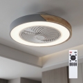 Brilagi - Plafonier LED reglabil cu ventilator LED/38W/230V 3000-6500K 3000-6500K Ø50 cm gri/stejar + telecomandă