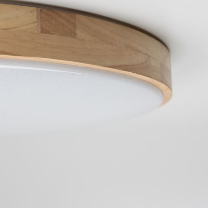 Brilagi - Lampă LED de tavan dimabilă PINE LED/24W/230V, lemn, Ø 42 cm, 3000-6500K + telecomandă
