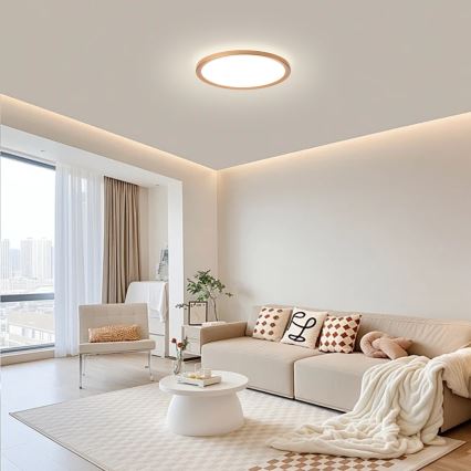 Brilagi - Plafonieră LED pentru baie ULTRA SLIM, 18 W, 230 V, Ø 30 cm, aur roz, IP54