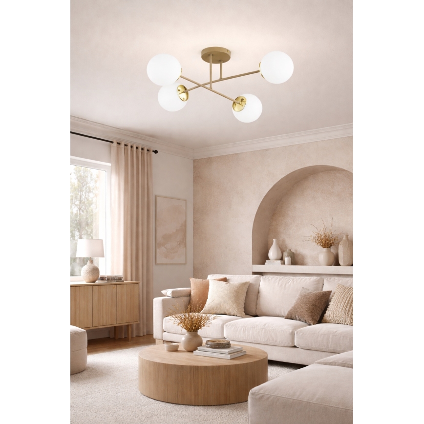 Brilagi - Plafonieră aplicată 4xE27/60W/230V bej/auriu