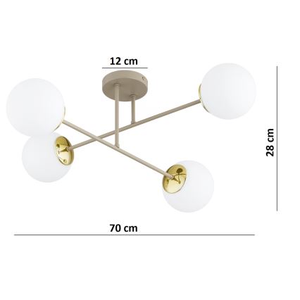 Brilagi - Plafonieră aplicată 4xE27/60W/230V bej/auriu