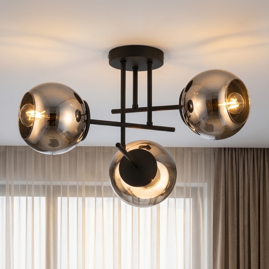 BRILAGI - Plafonieră aplicată DIOR 3xE27/60W/230V negru/gri fumuriu