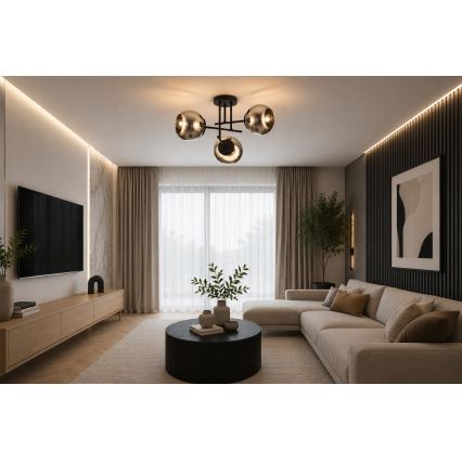 BRILAGI - Plafonieră aplicată DIOR 3xE27/60W/230V negru/gri fumuriu
