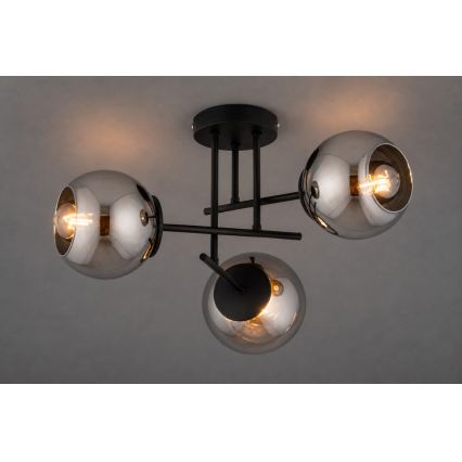 BRILAGI - Plafonieră aplicată DIOR 3xE27/60W/230V negru/gri fumuriu