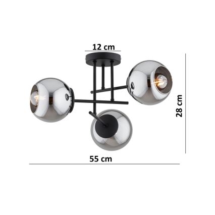 BRILAGI - Plafonieră aplicată DIOR 3xE27/60W/230V negru/gri fumuriu