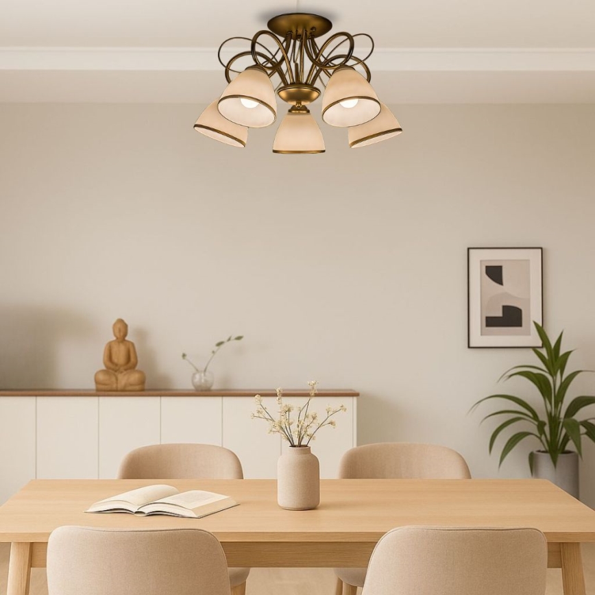 Brilagi - Plafonieră aplicată FRED, 5x E27 / 60W / 230V, Ø 59 cm, auriu