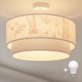 Brilagi - Plafonieră aplicată LED pentru copii BOBO 1xE27/10W/230V Ø 40 cm crem/gri/iepurași