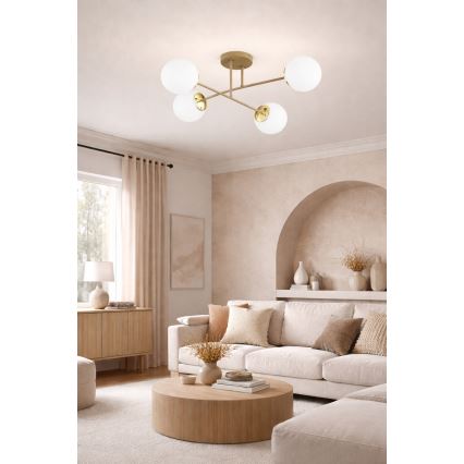 Brilagi - Plafonieră aplicată MILO ECRU 4xE27/60W/230V bej/auriu