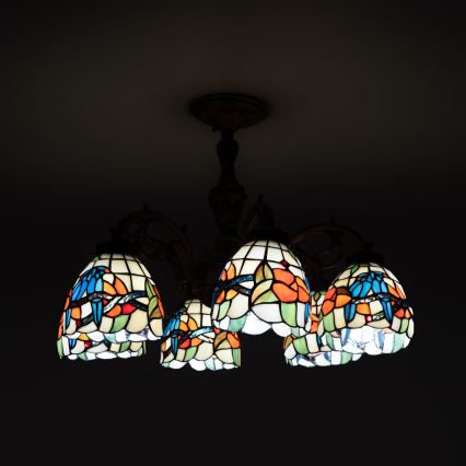 Brilagi - Plafonieră aplicată Tiffany din vitralii JUNGLE, 6xE27/60W/230V, Ø 60 cm
