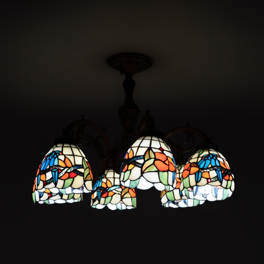 Brilagi - Plafonieră aplicată Tiffany din vitralii JUNGLE, 6xE27/60W/230V, Ø 60 cm