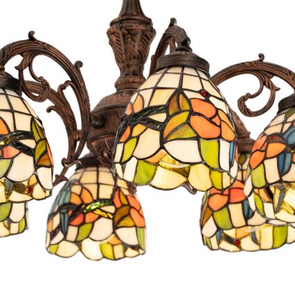 Brilagi - Plafonieră aplicată Tiffany din vitralii JUNGLE, 6xE27/60W/230V, Ø 60 cm