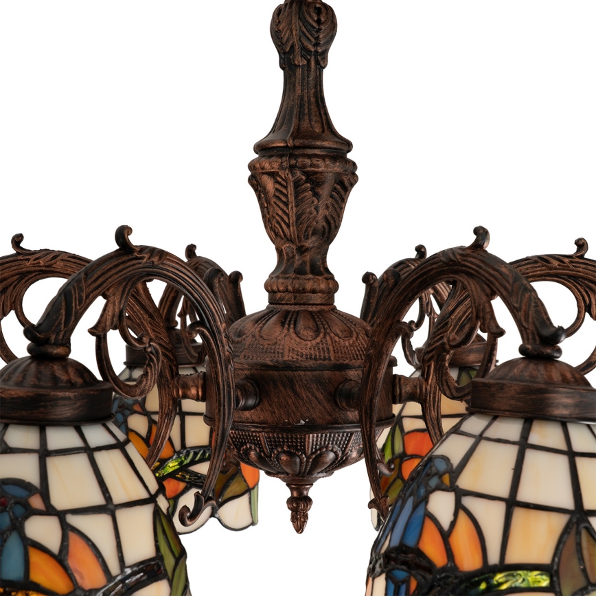 Brilagi - Plafonieră aplicată Tiffany din vitralii JUNGLE, 6xE27/60W/230V, Ø 60 cm
