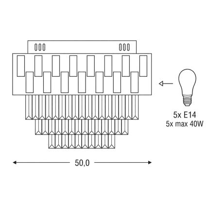 BRILAGI - Plafonieră AURELIA 5xE14/40W/230V Ø 50 cm neagră