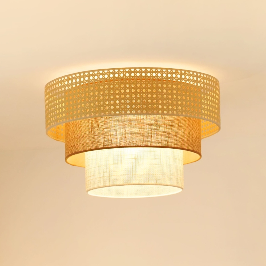 Brilagi - Plafonieră CEDAR LUNETA 1xE27/15W/230V diametru 45 cm ratan/maro/crem