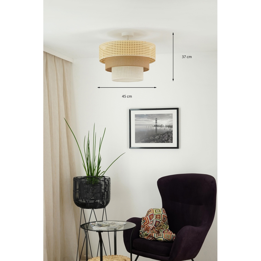 Brilagi - Lustra aplicată CEDAR LUNETA 1xE27/15W/230V diam. 45 cm ratan/maro/crem