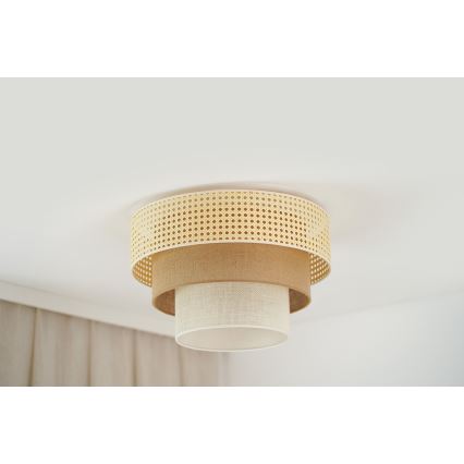 Brilagi - Plafonieră CEDAR LUNETA 1xE27/15W/230V diametru 45 cm ratan/maro/crem