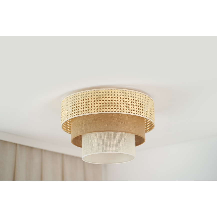 Brilagi - Plafonieră CEDAR LUNETA 1xE27/15W/230V diametru 45 cm ratan/maro/crem
