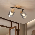Brilagi - Plafonieră cu spoturi HYGGE, 2xE14/15W/230V, lemn de cauciuc/sticlă fumurie
