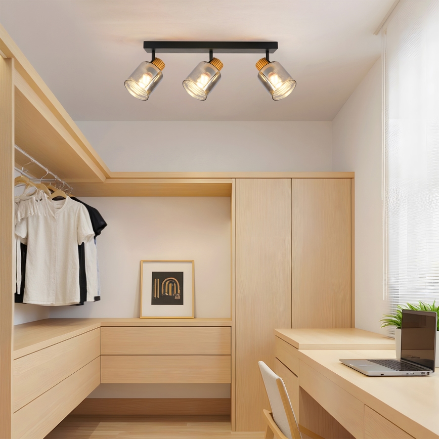 Brilagi - Plafonieră cu spoturi HYGGE 3xE14/15W/230V negru/fumuriu