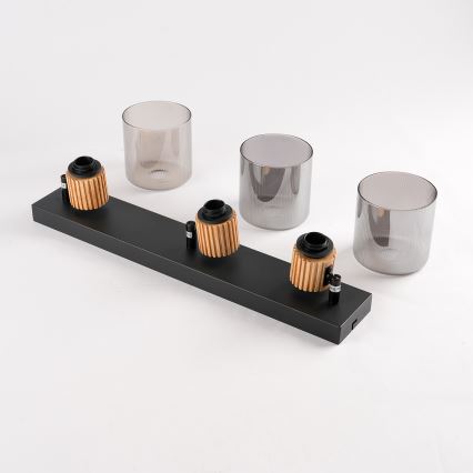 Brilagi - Plafonieră cu spoturi HYGGE 3xE14/15W/230V negru/fumuriu