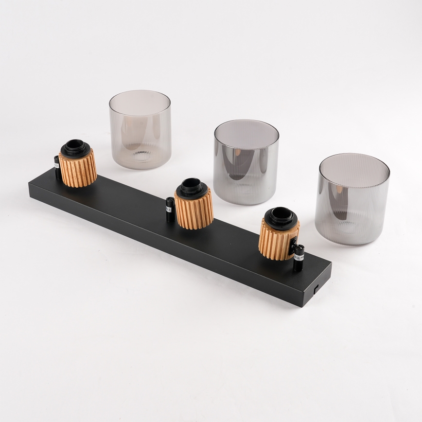 Brilagi - Plafonieră cu spoturi HYGGE 3xE14/15W/230V negru/fumuriu