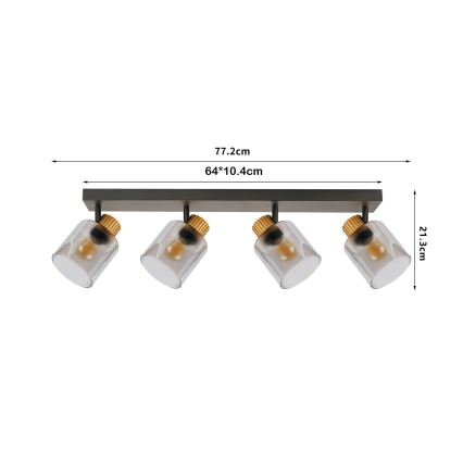 Brilagi - Plafonieră cu spoturi HYGGE 3xE14/15W/230V negru/fumuriu