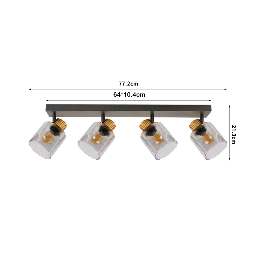 Brilagi - Plafonieră cu spoturi HYGGE 3xE14/15W/230V negru/fumuriu