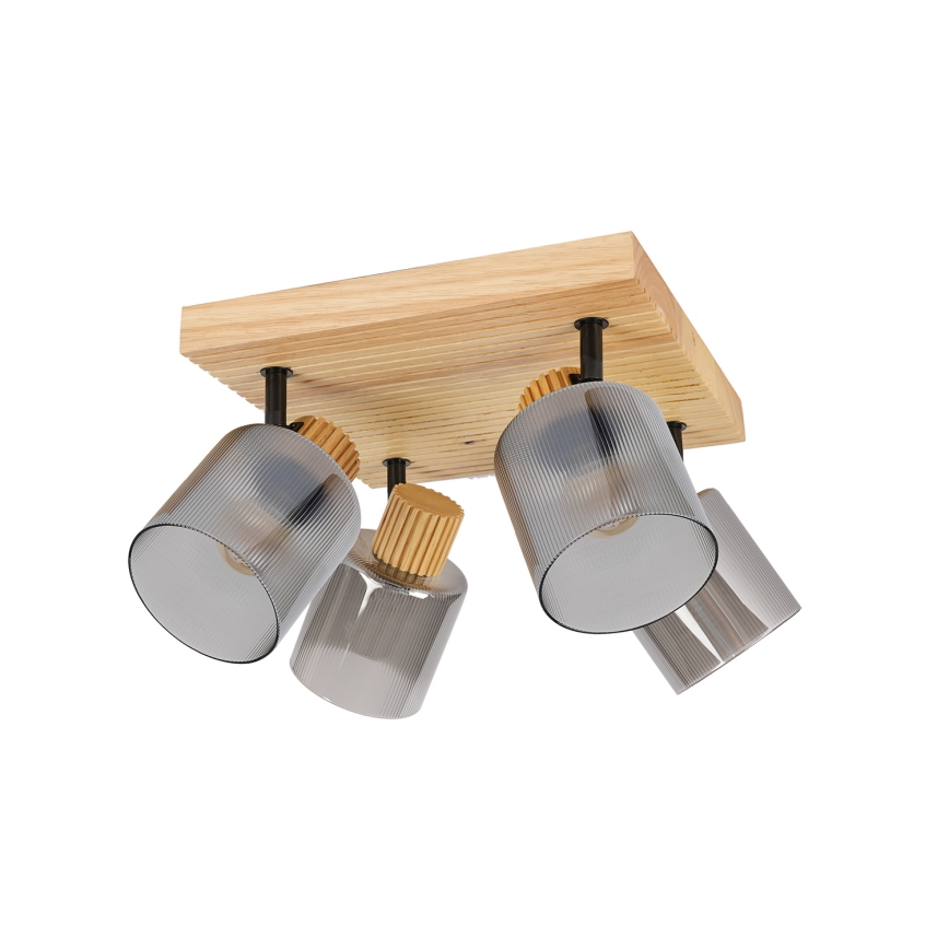 Brilagi - Plafonieră cu spoturi HYGGE 4xE14/15W/230V lemn/fumuriu