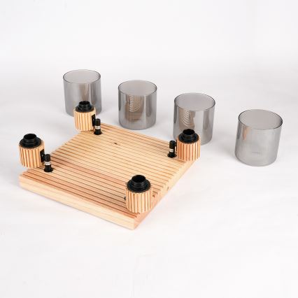 Brilagi - Plafonieră cu spoturi HYGGE 4xE14/15W/230V lemn/fumuriu