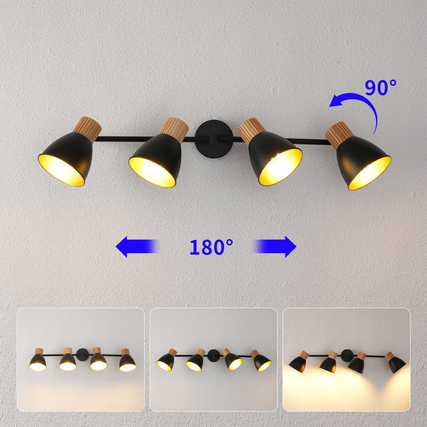 Brilagi - Plafonieră cu spoturi ODENSE 4xE14/10W/230V lemn/negru