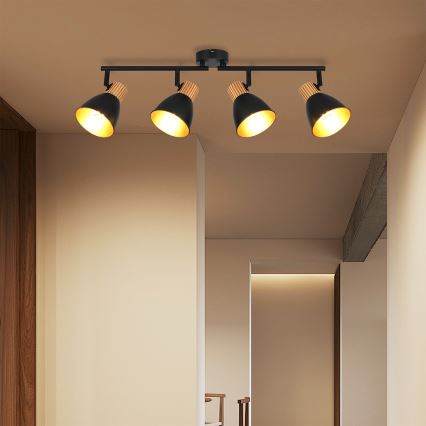 Brilagi - Plafonieră cu spoturi ODENSE 4xE14/10W/230V lemn/negru
