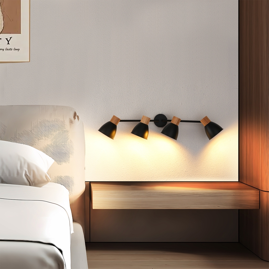 Brilagi - Plafonieră cu spoturi ODENSE 4xE14/10W/230V lemn/negru