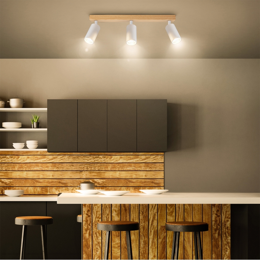 Brilagi - Plafonieră cu spoturi SELE 3xGU10/30W/230V alb/decor stejar