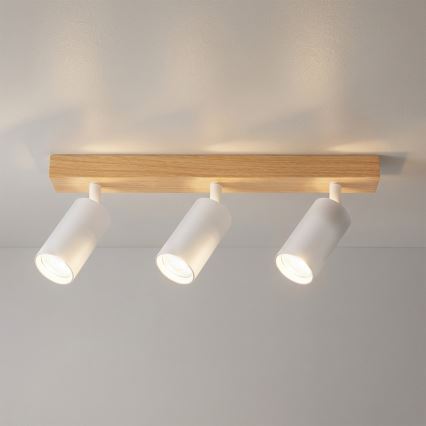 Brilagi - Plafonieră cu spoturi SELE 3xGU10/30W/230V alb/decor stejar