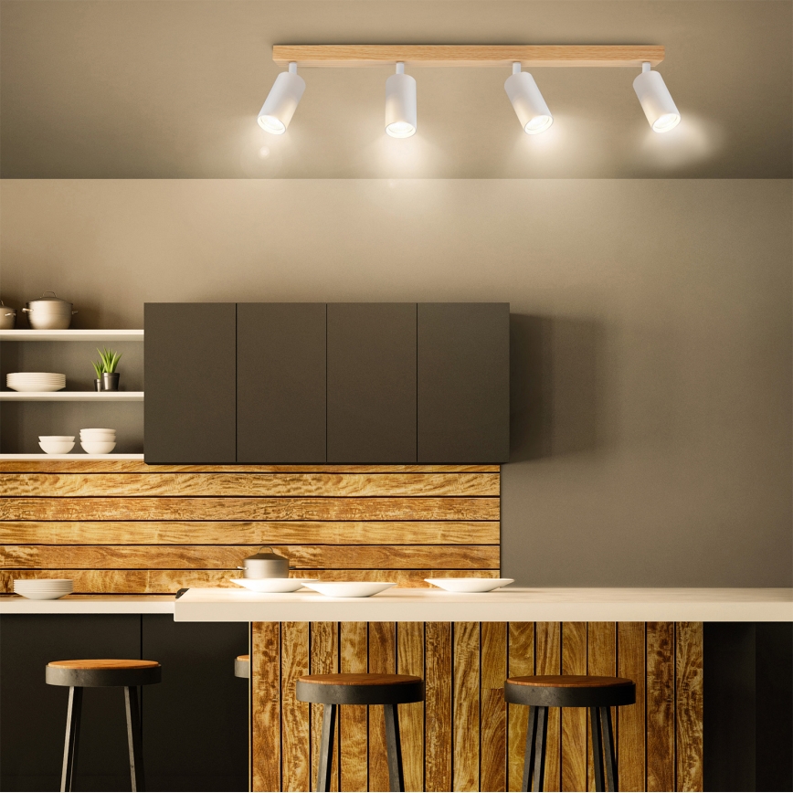 Brilagi - Plafonieră cu spoturi SELE, 4xGU10/30W/230V, alb/decor stejar