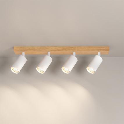 Brilagi - Plafonieră cu spoturi SELE, 4xGU10/30W/230V, alb/decor stejar