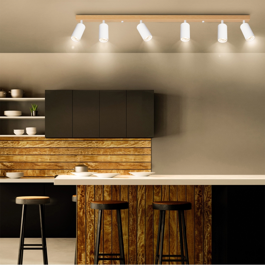 Brilagi - Plafonieră cu spoturi SELE 6xGU10/30W/230V alb/decor stejar