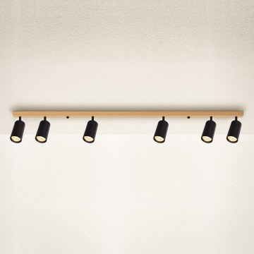 Brilagi - Plafonieră cu spoturi SELE 6xGU10/30W/230V negru/decor stejar
