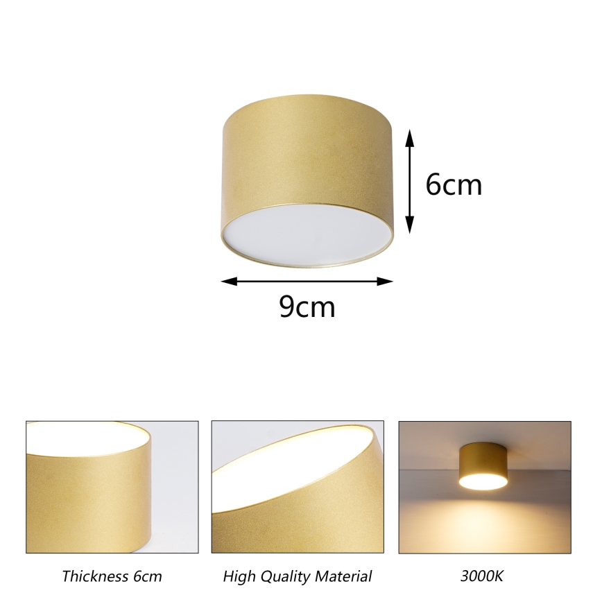 BRILAGI - Plafonieră pentru baie FORIS LED/9W/230V Ø 9 cm auriu IP44 CRI 90