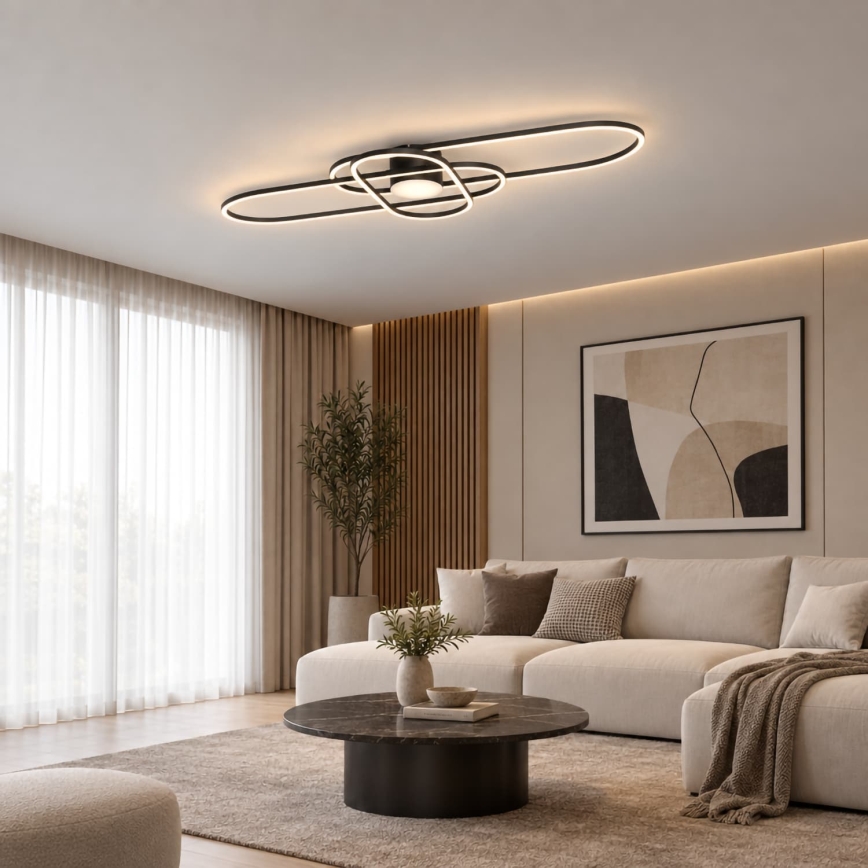 BRILAGI - Plafonieră LED dimabilă APOLLO LED/58W/230V 3000-6500K 43,2x101,2 cm neagră + telecomandă