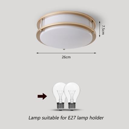 Brilagi - Plafonieră ELARO 2xE27/40W/230V Ø 26 cm aurie