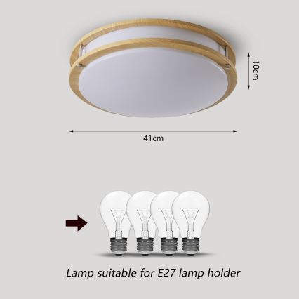 Brilagi - Plafonieră ELARO 4xE27/40W/230V, Ø 41 cm, finisaj lemn