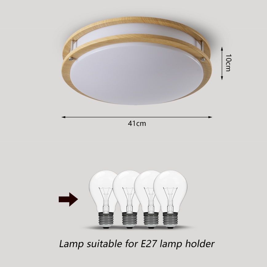 Brilagi - Plafonieră ELARO 4xE27/40W/230V, Ø 41 cm, finisaj lemn