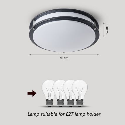 Brilagi - Plafonieră ELARO 4xE27/40W/230V Ø 41 cm, negru