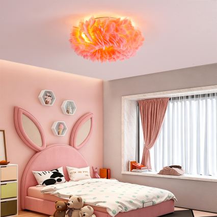 Brilagi - Plafonieră FEATHER 3xE27/40W/230V, Ø 40 cm, roz