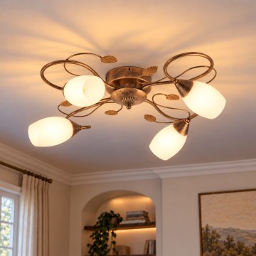 BRILAGI - Plafonieră GRACE 4xE27/40W/230V diam. 68 cm patină/cupru