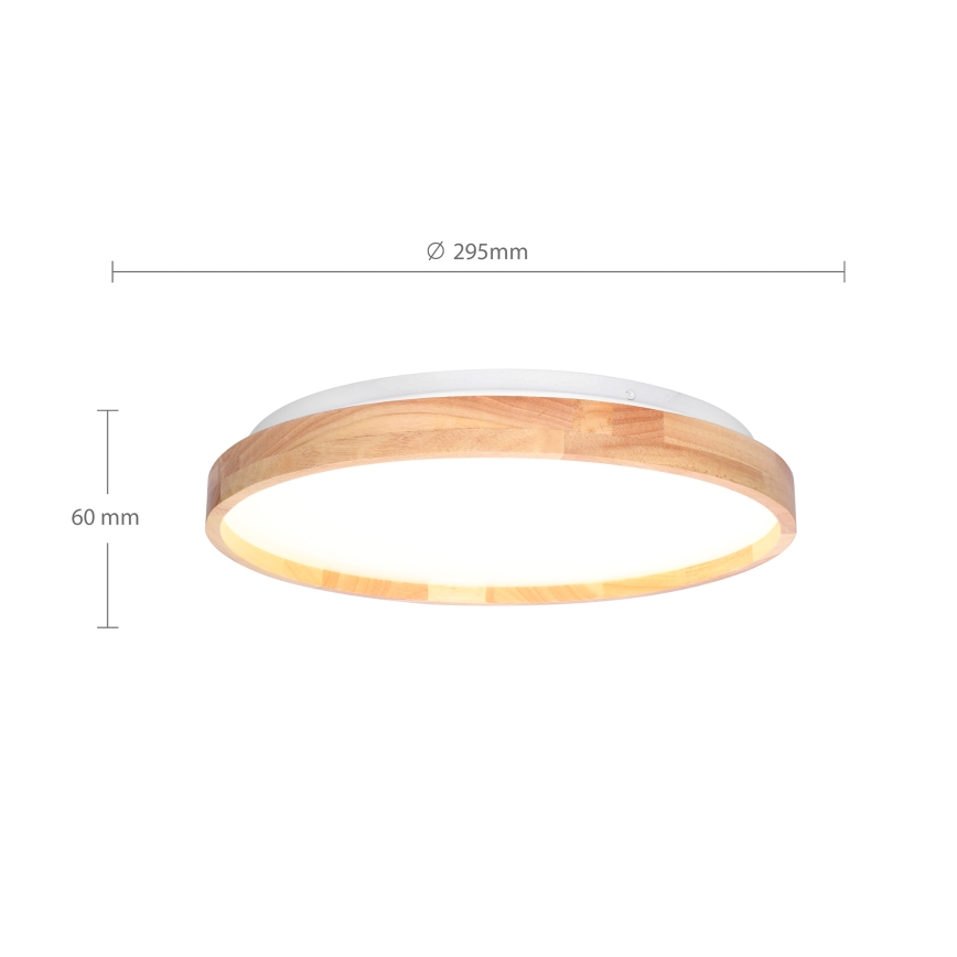 Brilagi - Plafonieră LED ALSON, 24W, 230V, Ø 29,5 cm, stejar