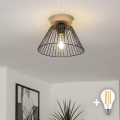 BRILAGI - Plafonieră LED aplicată CERIA WIRE, 1xE27/40W/230V, Ø 30 cm, negru/stejar