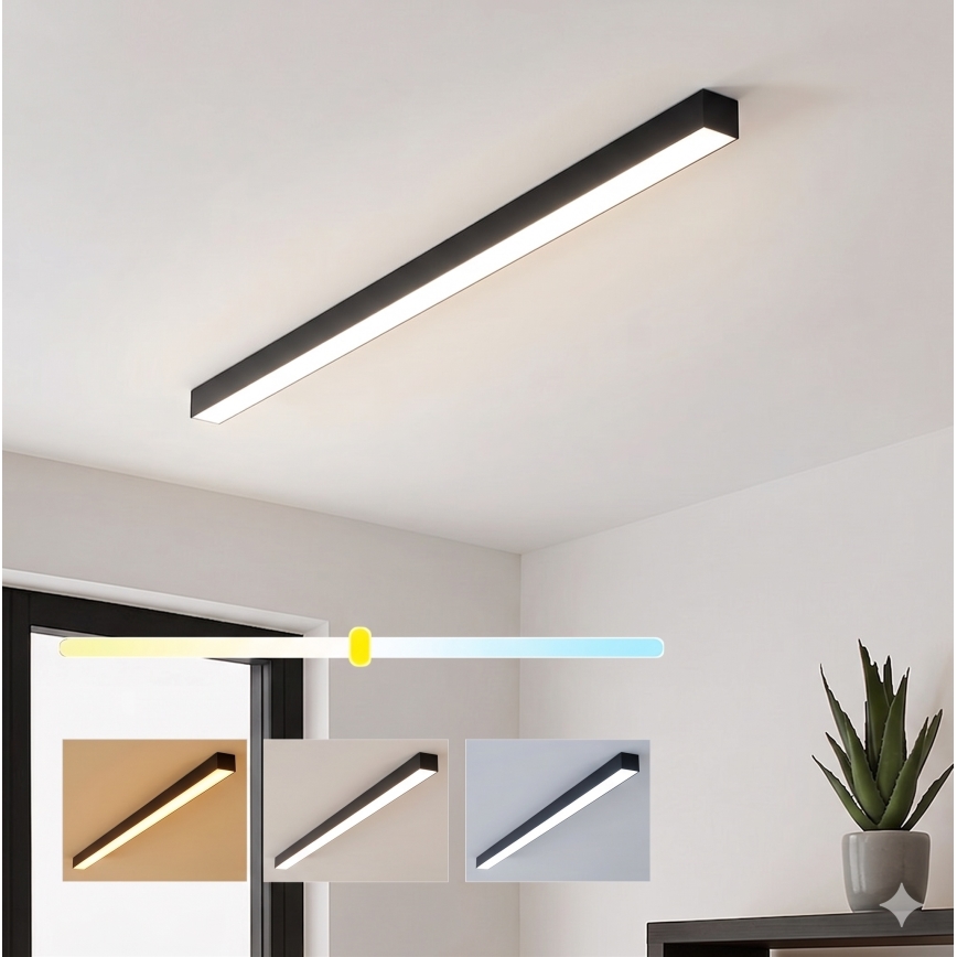 Brilagi - Plafonieră LED aplicată FULLDAY LED/30/40/50W/230V 2700/4000/6000K 150 cm neagră